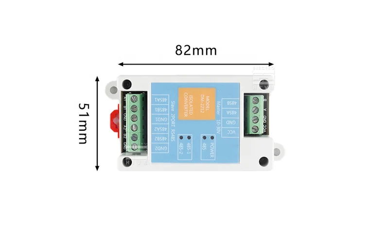 ابعاد ریپیتر RS485 به RS485 دو کانال مدل DM2212