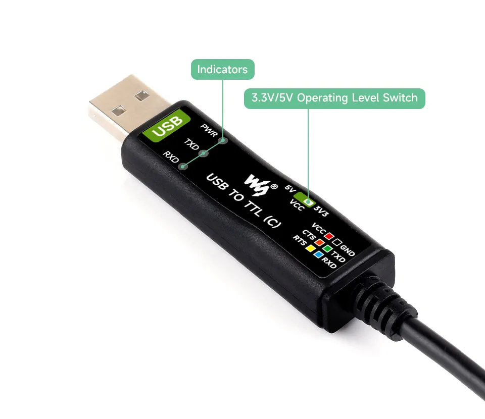 جزئیات بدنه مبدل USB به TTL صنعتی 6 پین مدل C