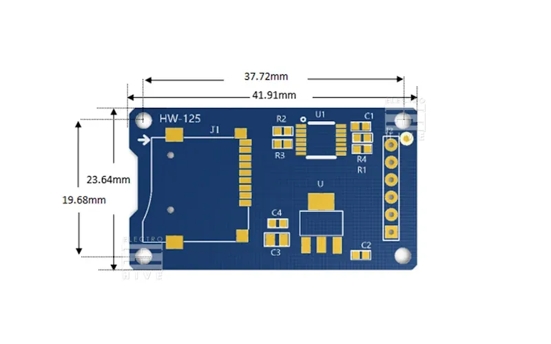 ابعاد ماژول کارت حافظه MicroSD/TF