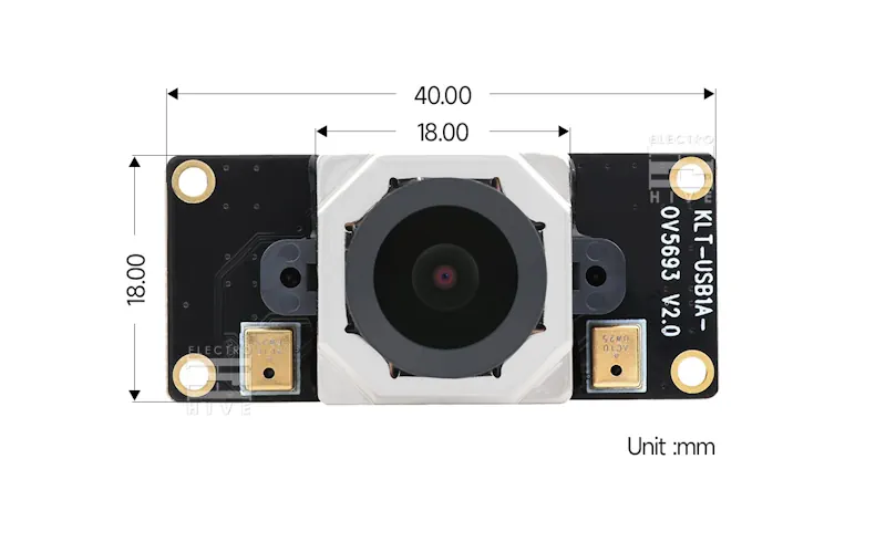 ابعاد دوربین 5 مگاپیکسل USB با سنسور OV5693