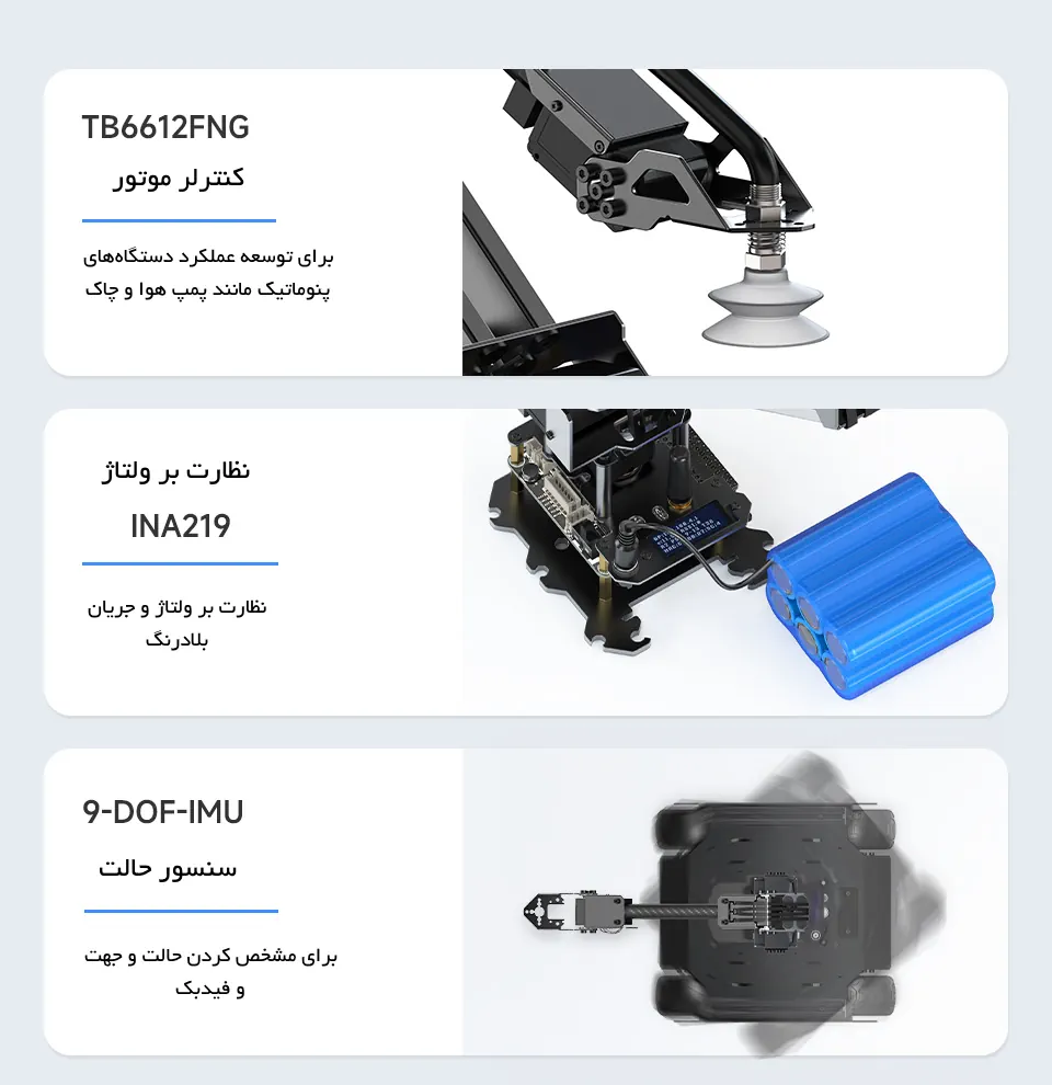 ویژگی‌های کنترولر موتور بازوی رباتیک RoArm-M2-S با چهار درجه آزادی