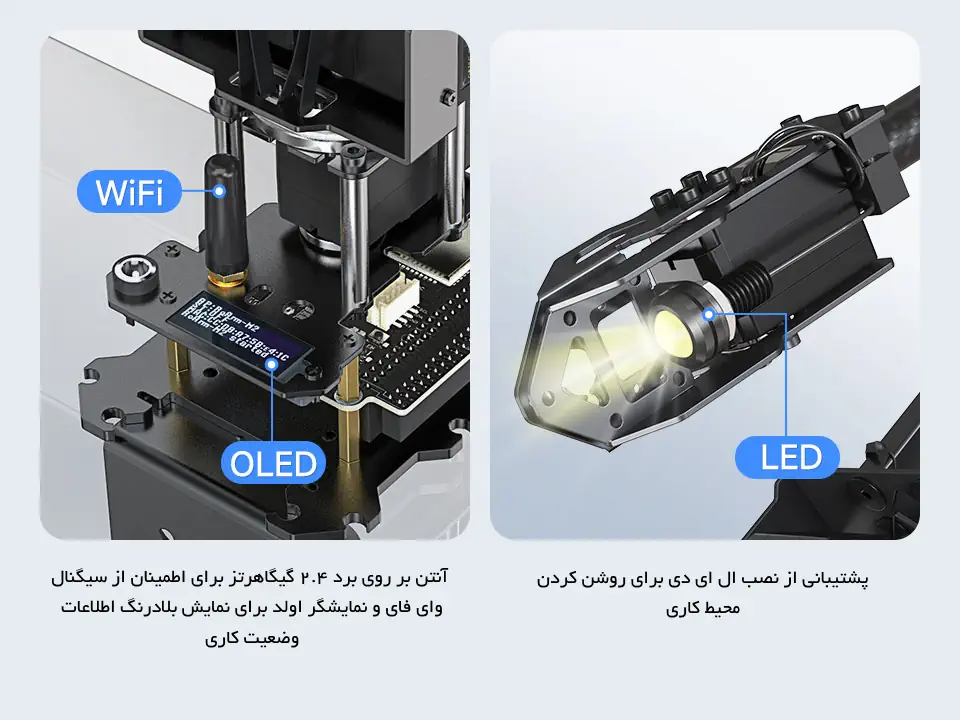 نمایش Wi-Fi و LED در بازوی رباتیک RoArm-M2-S با چهار درجه آزادی