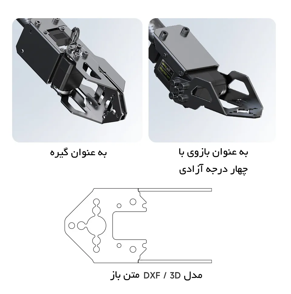 گیره‌های بازوی رباتیک RoArm-M2-S با چهار درجه آزادی