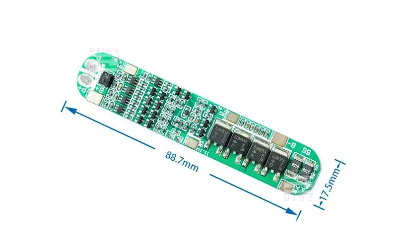 ابعاد ماژول محافظ شارژ 5 سل 15 آمپر