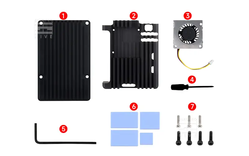 اقلام همراه کیس فلزی رزبری پای 5 با فن خنک کننده مدل H